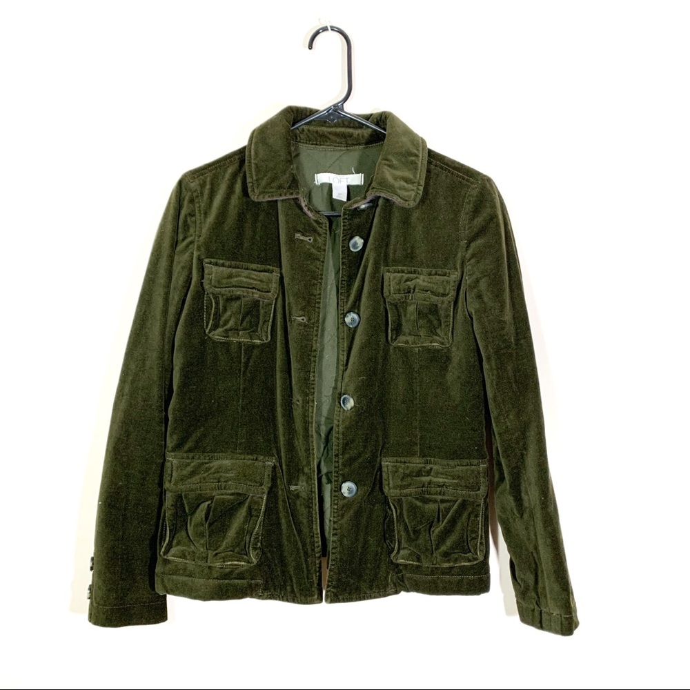 LOFT Green Velvet Jacket